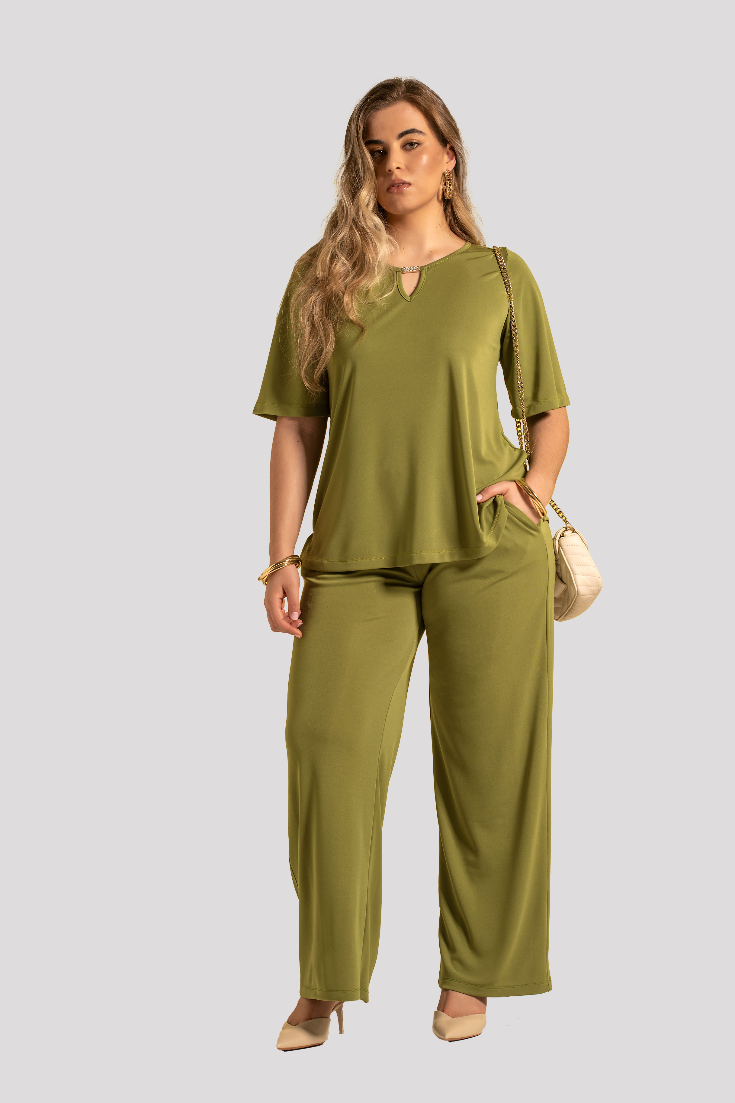 Blusa de malha com detalhe dourado Quattro Venti