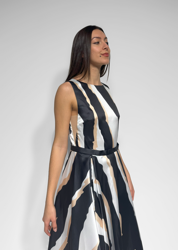 Tricolor Fluid Midi Dress with Back Detail Carla Ruiz