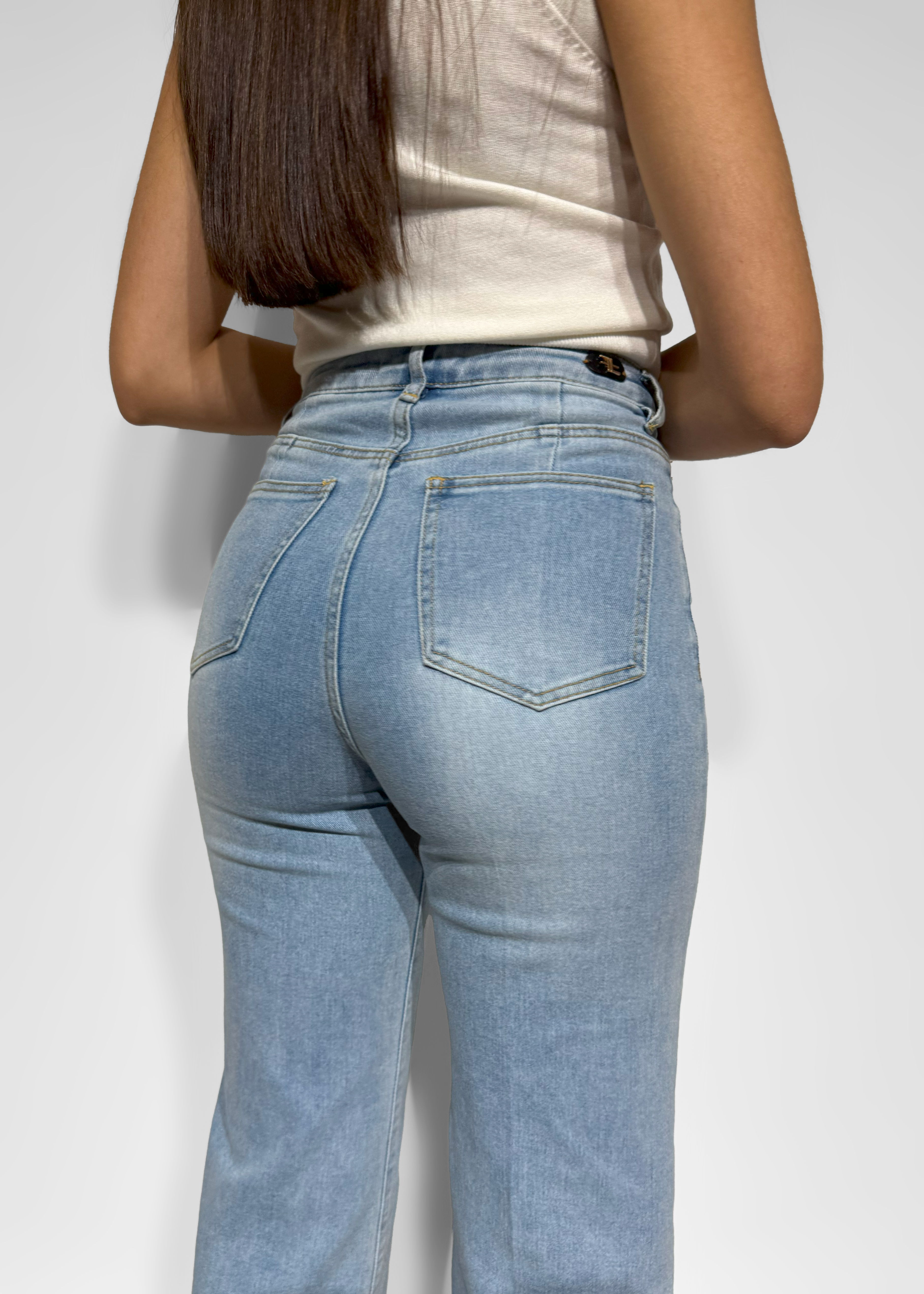 Calça de ganga wide leg com virola Ferrache