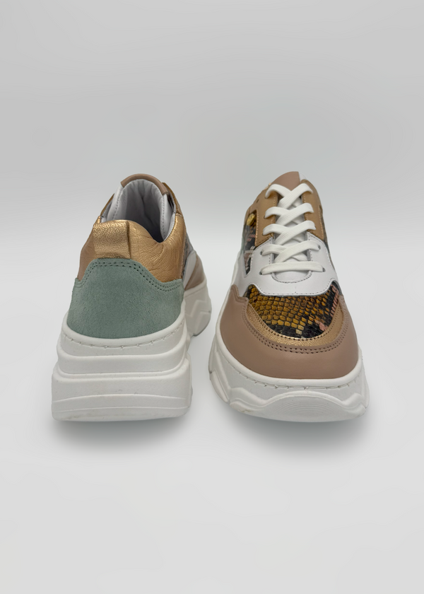 Nude Python-Effect Sneakers Ruika