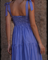 Vestido Maxi com Folhos e Alças Largas de Atar Sahoco