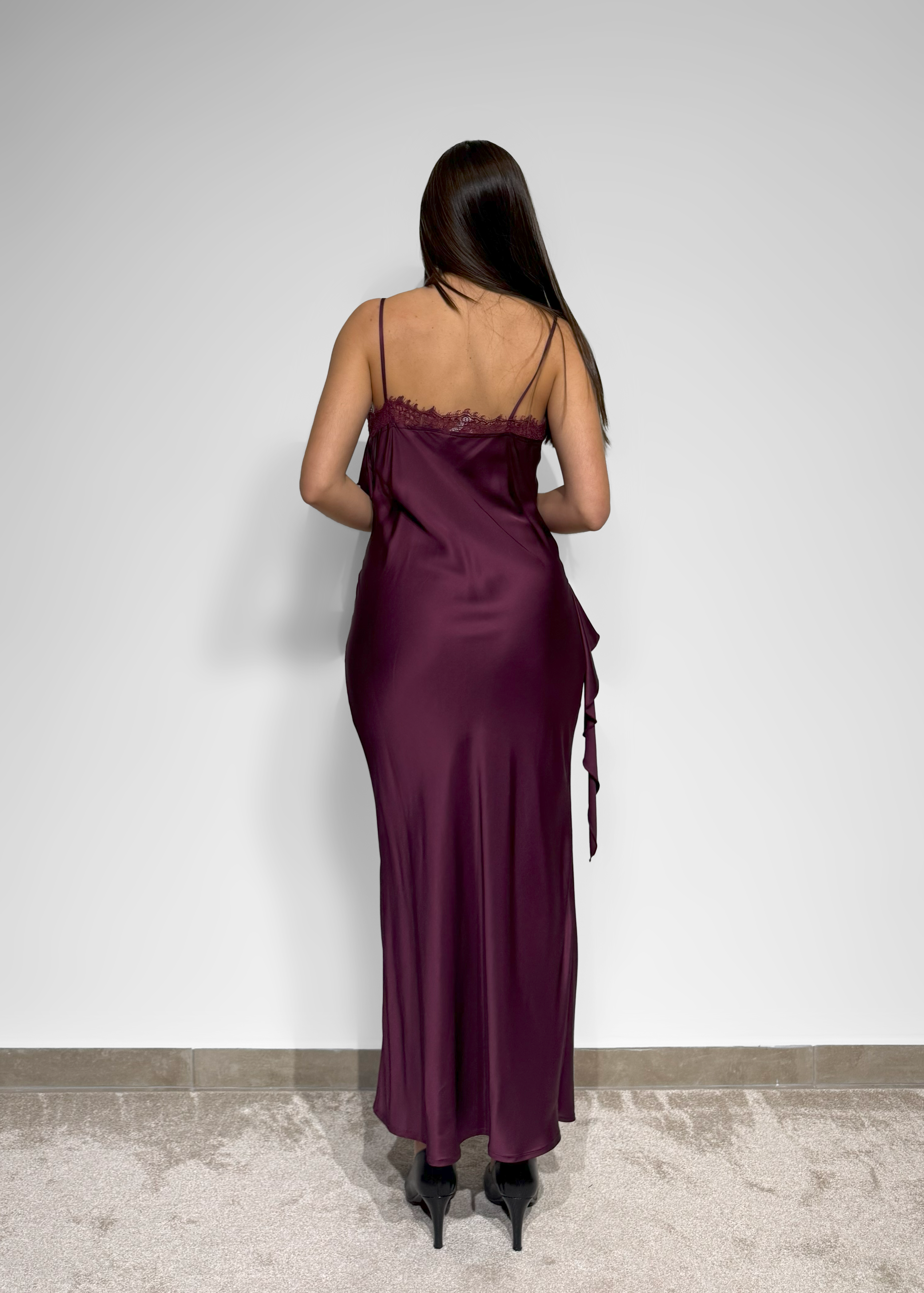 Vestido de alças com folho Imperial