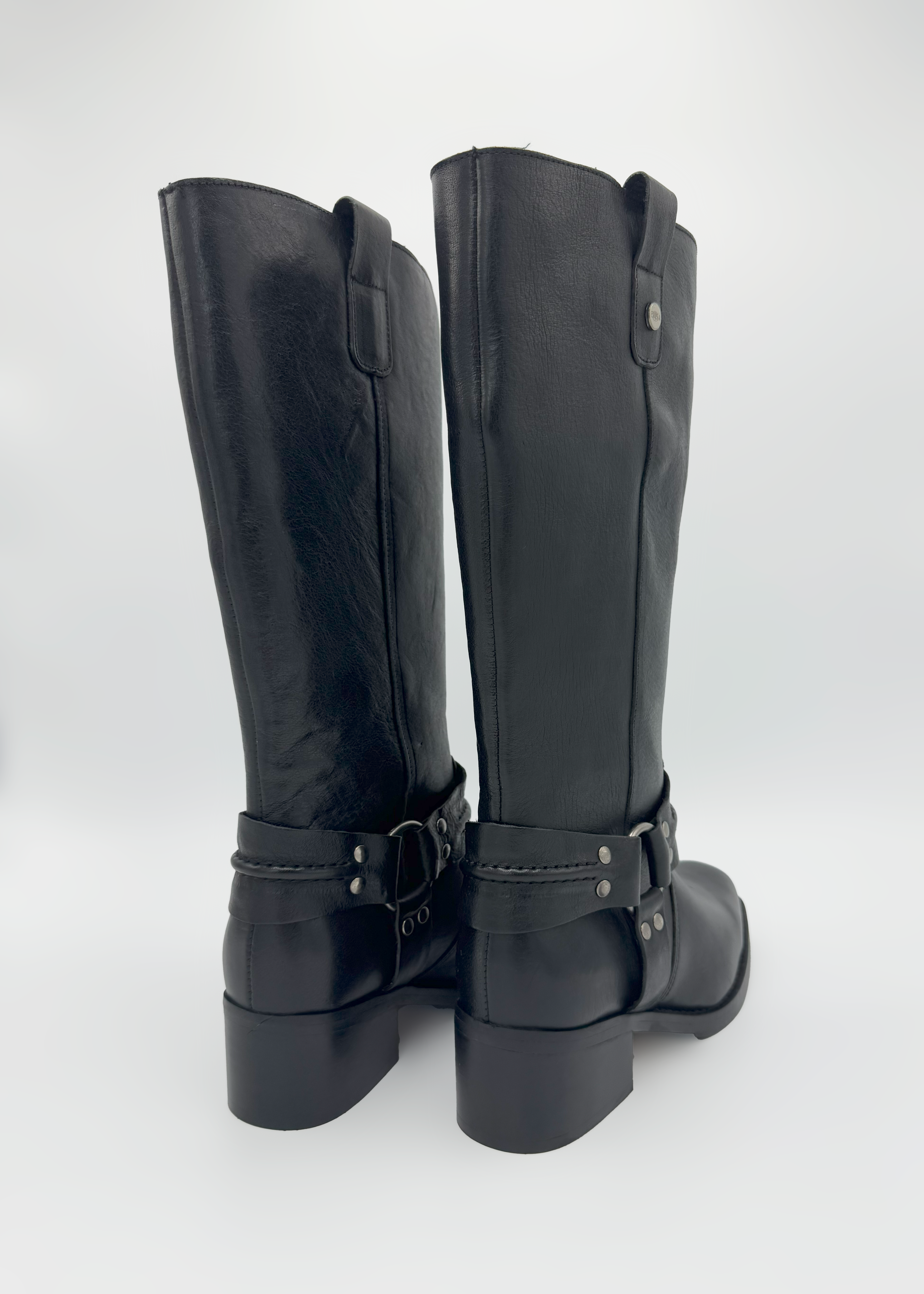 Chunky Biker Boots with Low Block Heel Ruika