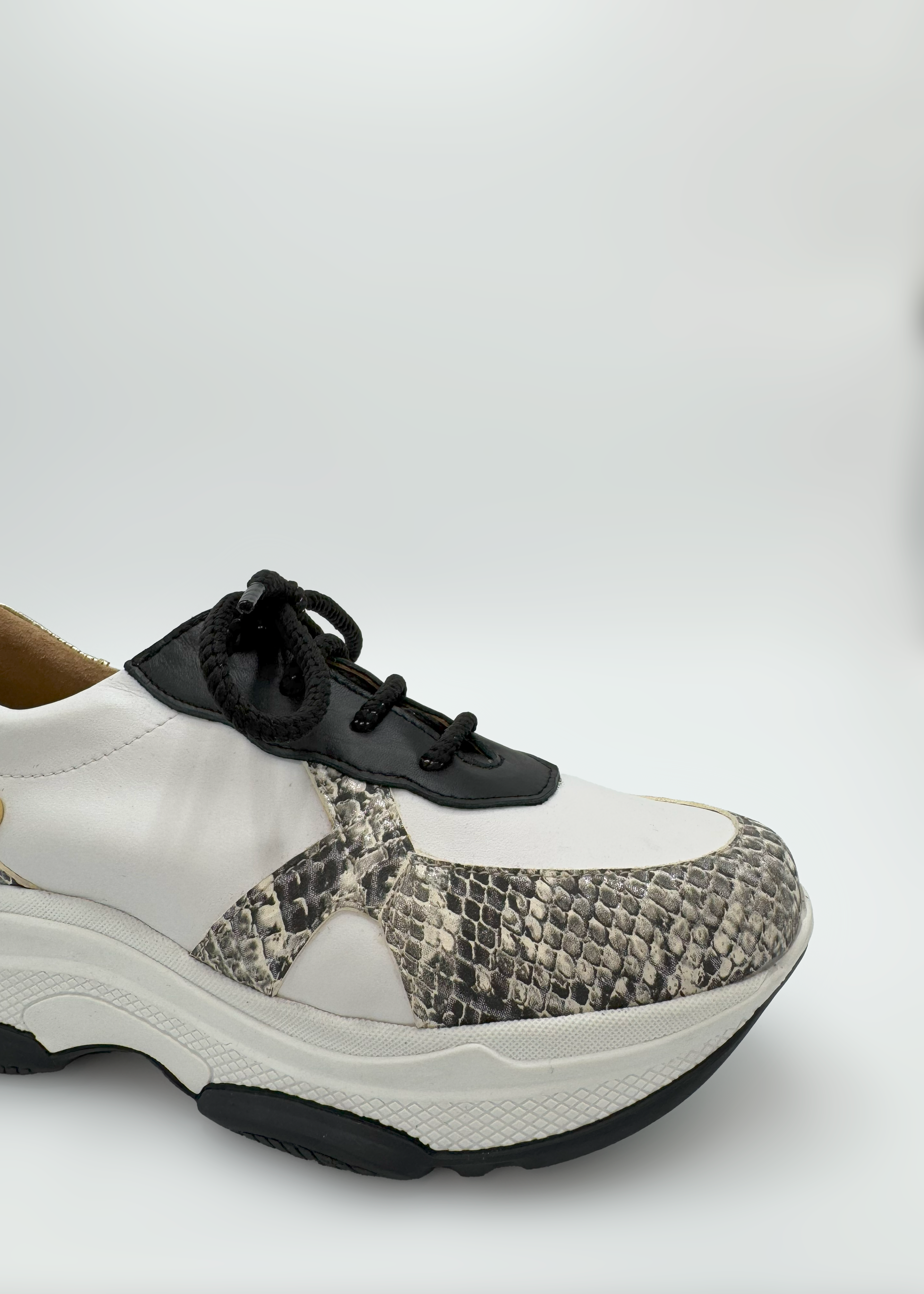 White & Python Print Sneakers Ruika