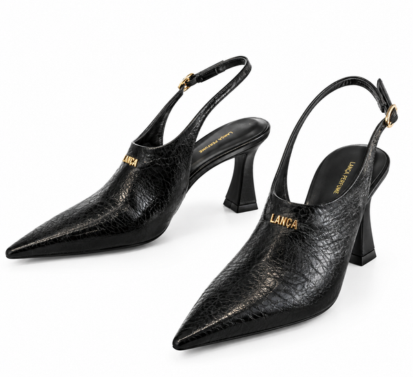 Leather Slingback Pumps with Comma Heel Lança Perfume