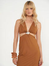 Midi Slim Dress with Metal Detail Colcci
