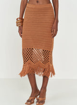 Fringed Knit Skirt Colcci