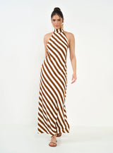 Halter-Neck Striped Maxi Dress Colcci