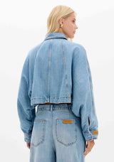 Camisa Cropped Jeans Manga Comprida Lança Perfume