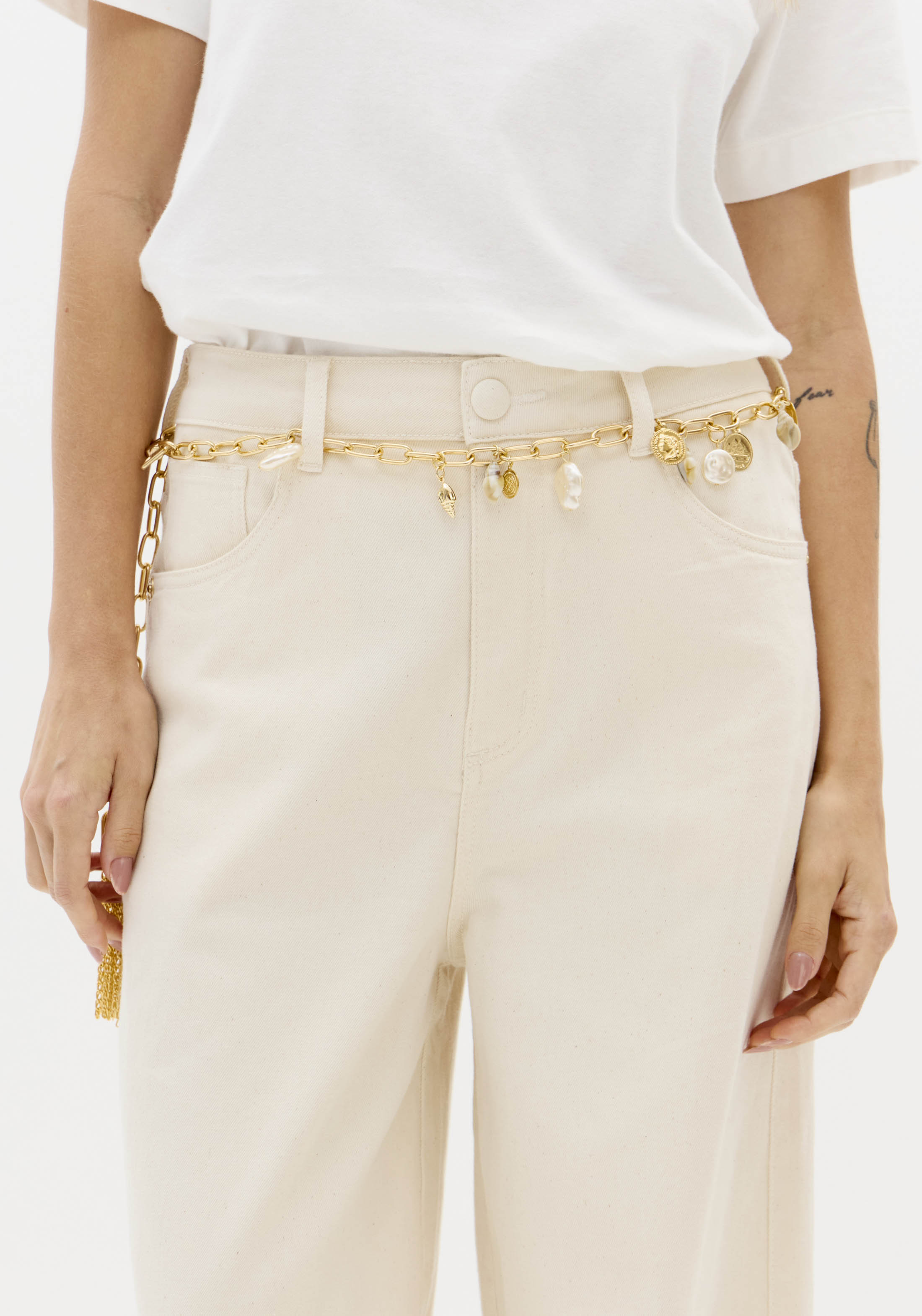 Bege High-Rise Twill Trousers Lança Perfume