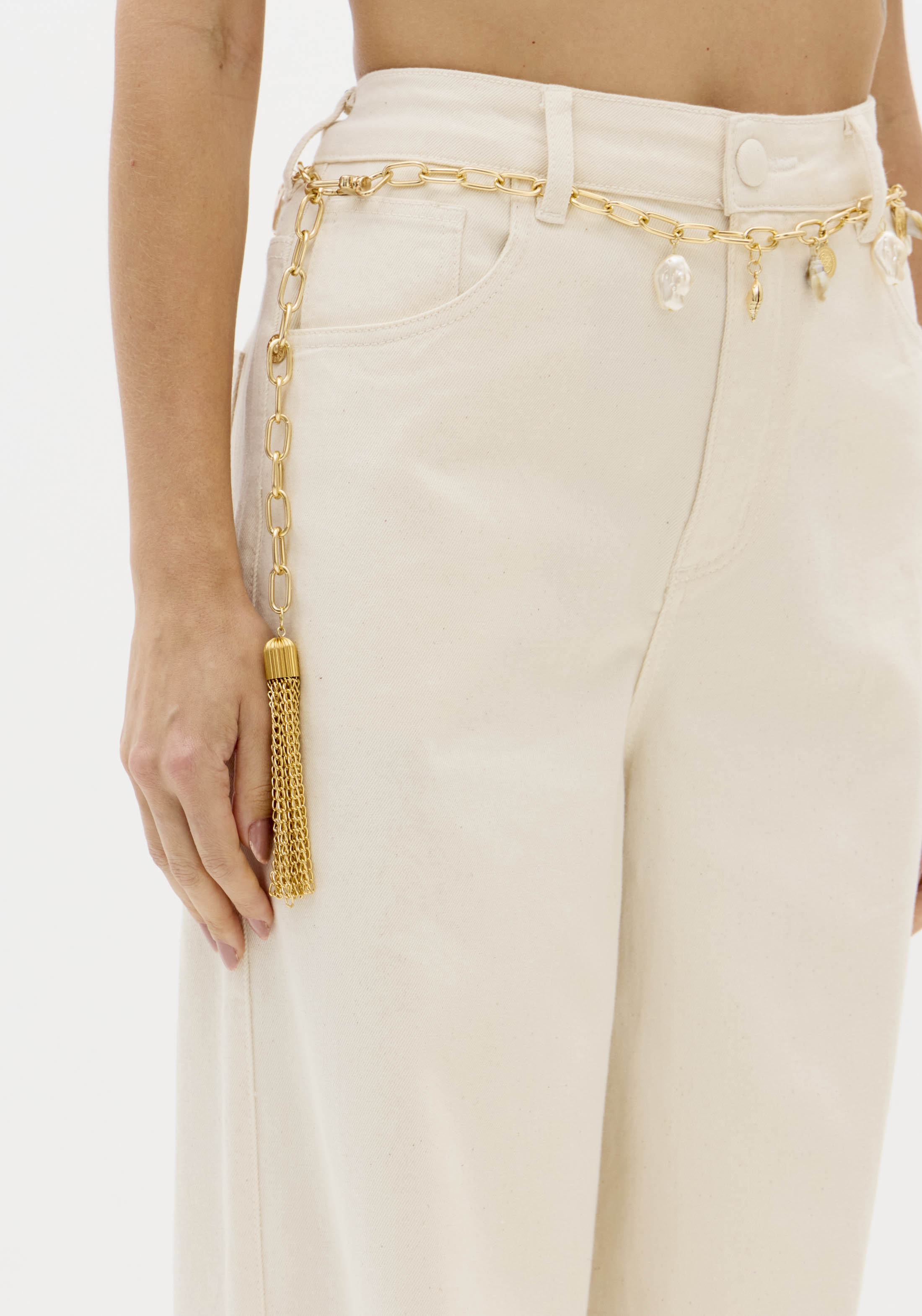 Bege High-Rise Twill Trousers Lança Perfume