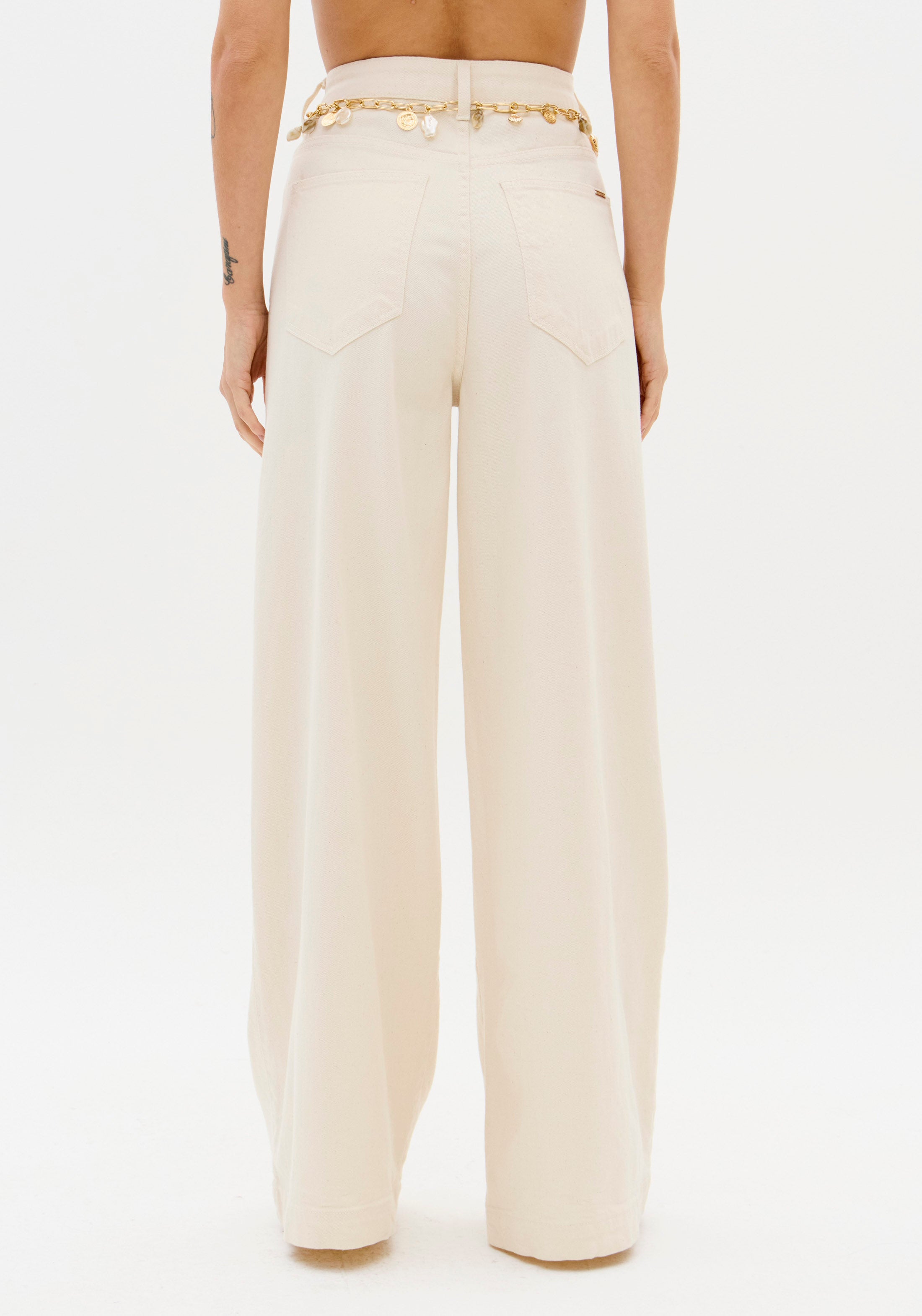 Bege High-Rise Twill Trousers Lança Perfume