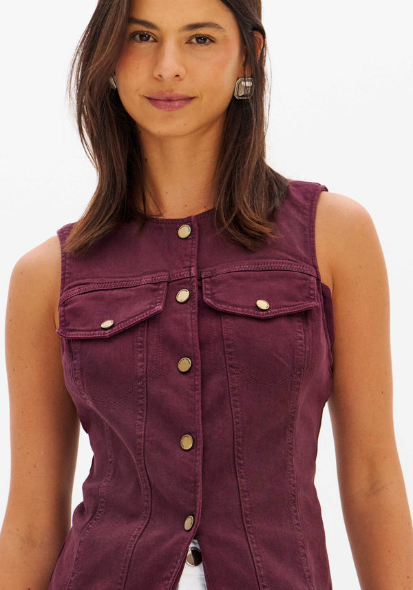 Longline Burgundy Twill Waistcoat Lança Perfume