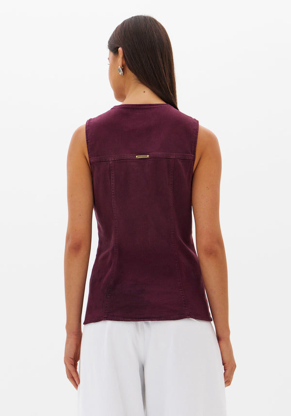Longline Burgundy Twill Waistcoat Lança Perfume