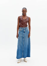 High-Waisted Flared Long Denim Skirt Lança Perfume