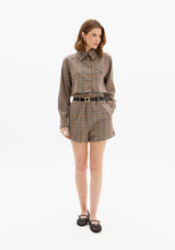 Two-Tone Checkered Cropped Shirt with Shimmer Lança Perfume