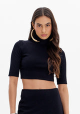 Top Cropped Gola Alta Manga Curta Lança Perfume