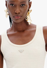 Basic Sleeveless Top with Front Appliqué Lança Perfume