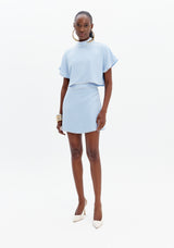 Short Sleeve Top with High Neck and Crystal Details Lança Perfume