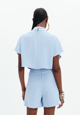 Short Sleeve Top with High Neck and Crystal Details Lança Perfume