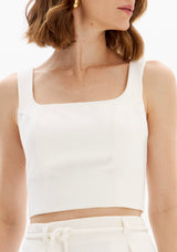 Textured Cropped Blouse with Square Neckline Lança Perfume