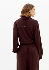 Long Sleeve Blouse with Tie Front and Buttons Lança Perfume