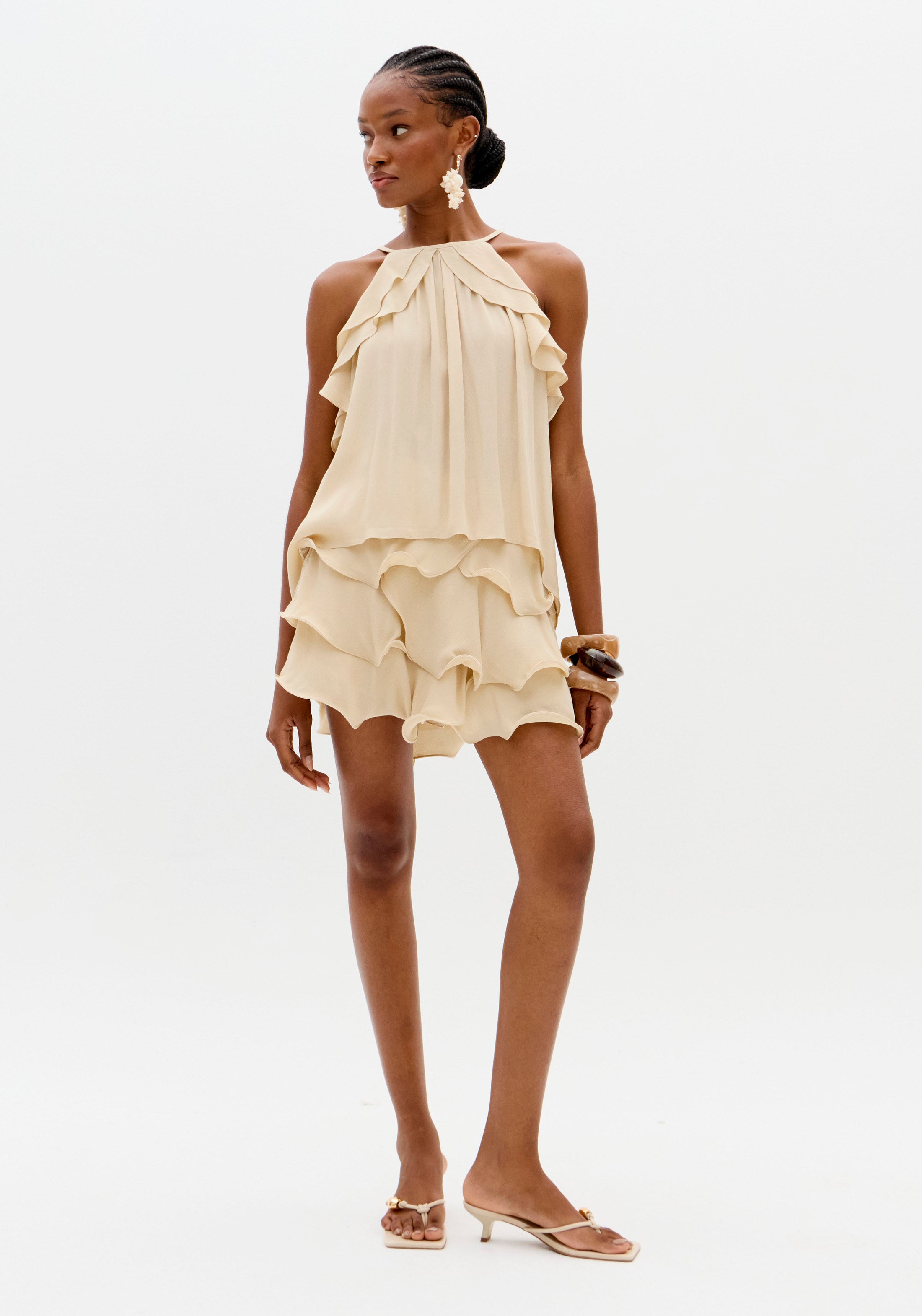Ruffle Longline Blouse Lança Perfume
