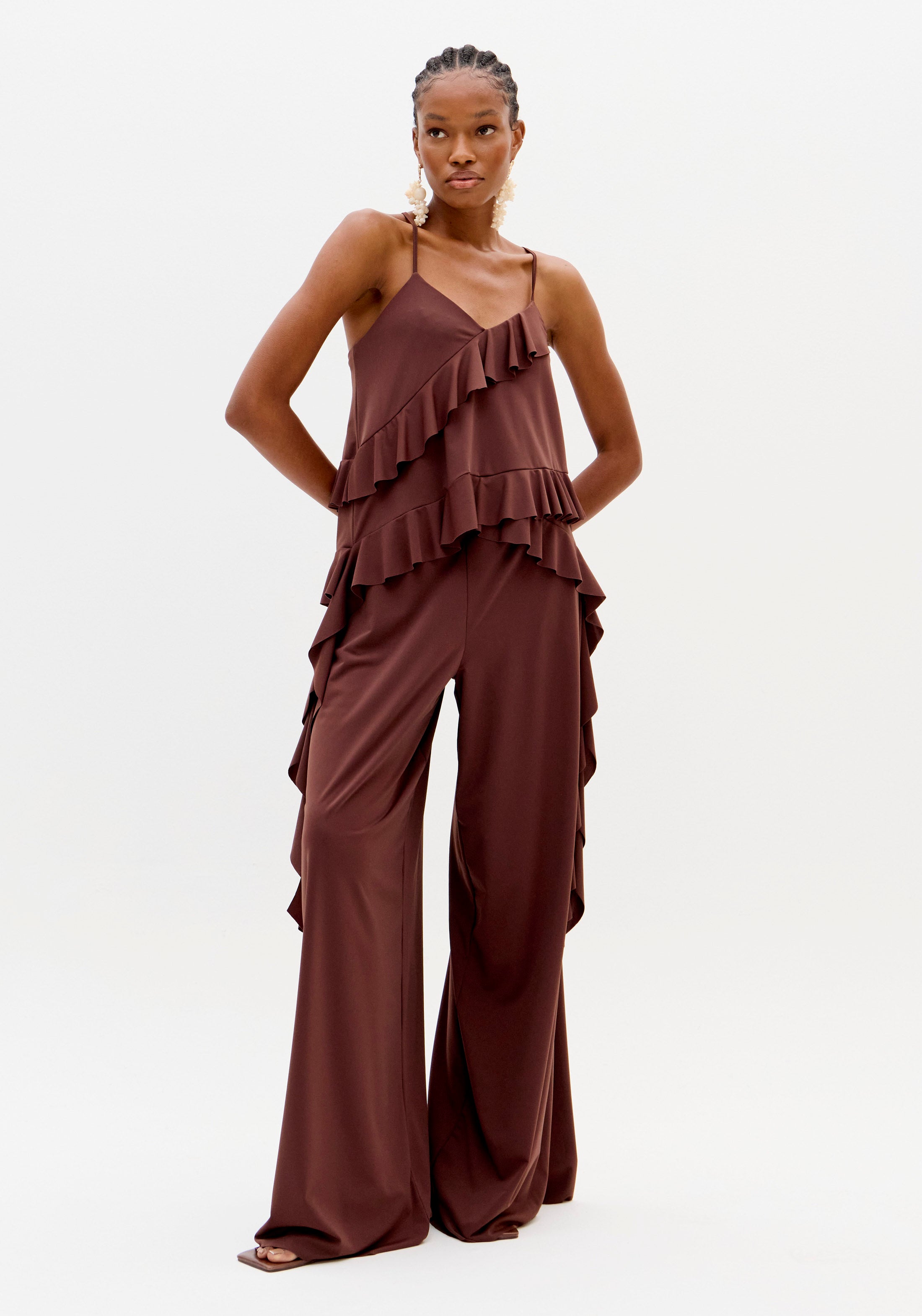 High-Waisted Fluid Wide-Leg Trousers Lança perfume