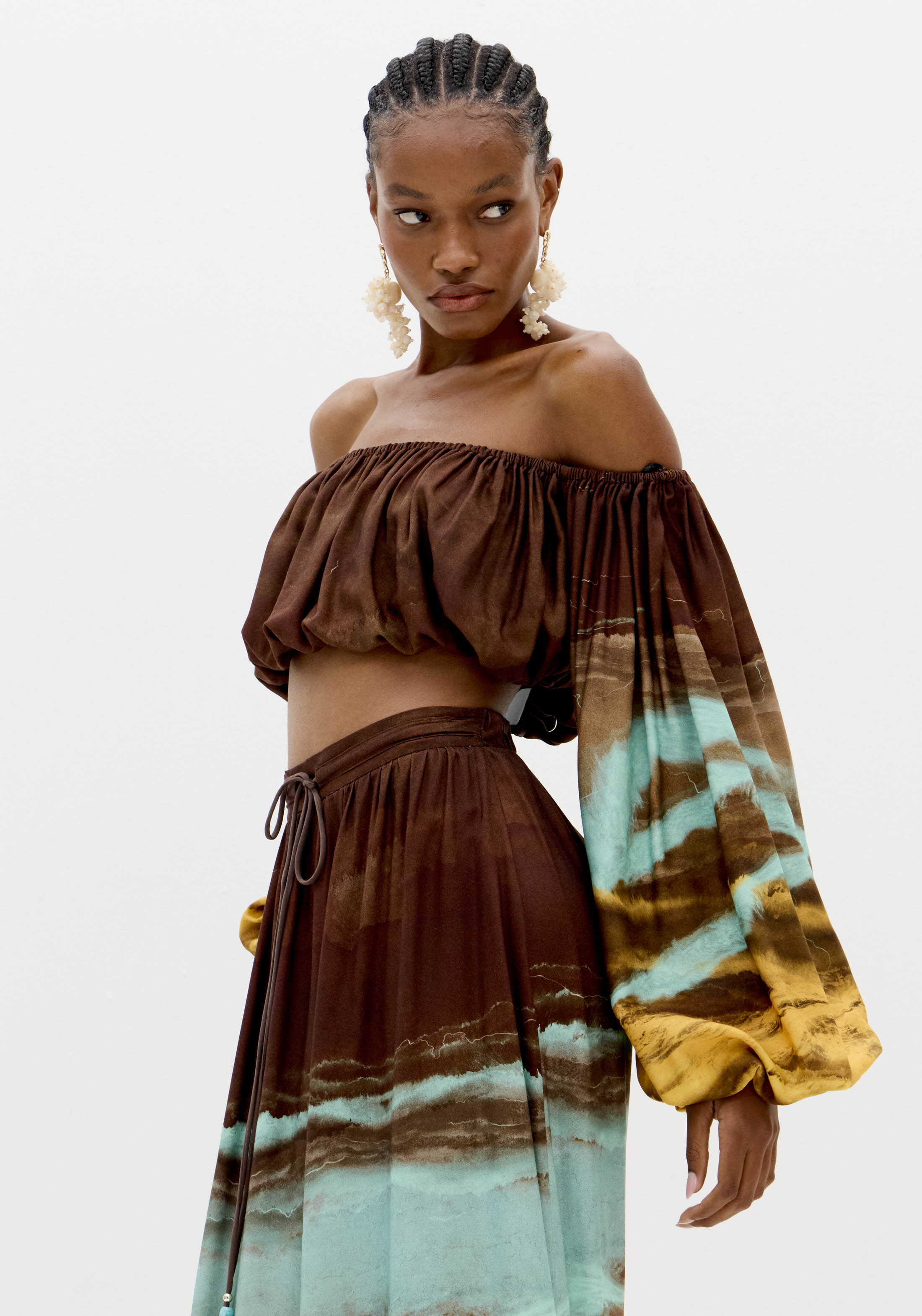 Off-the-Shoulder Printed Crop Top Lança Perfume