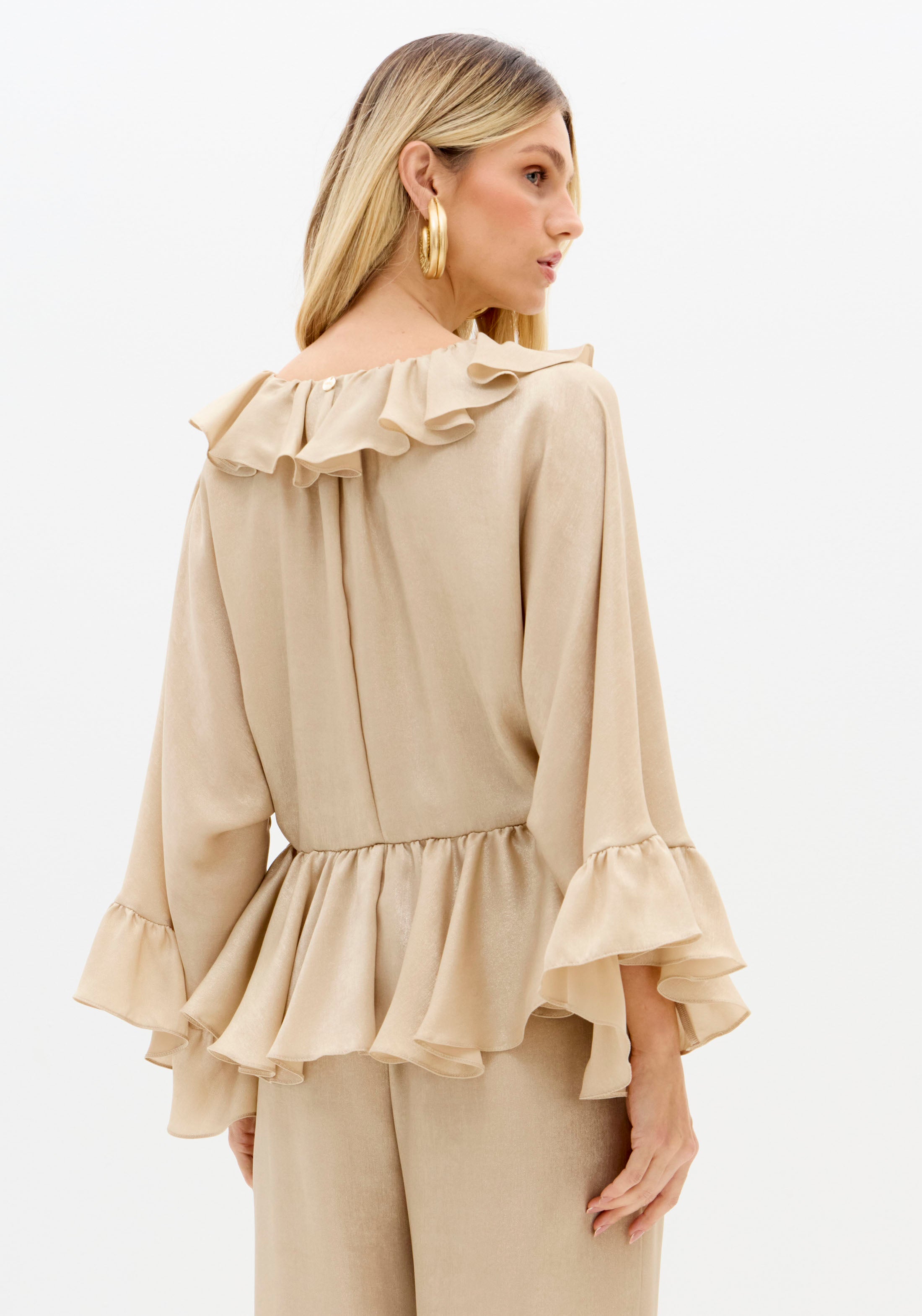 Golden Shimmer Batwing Blouse Lança Perfume