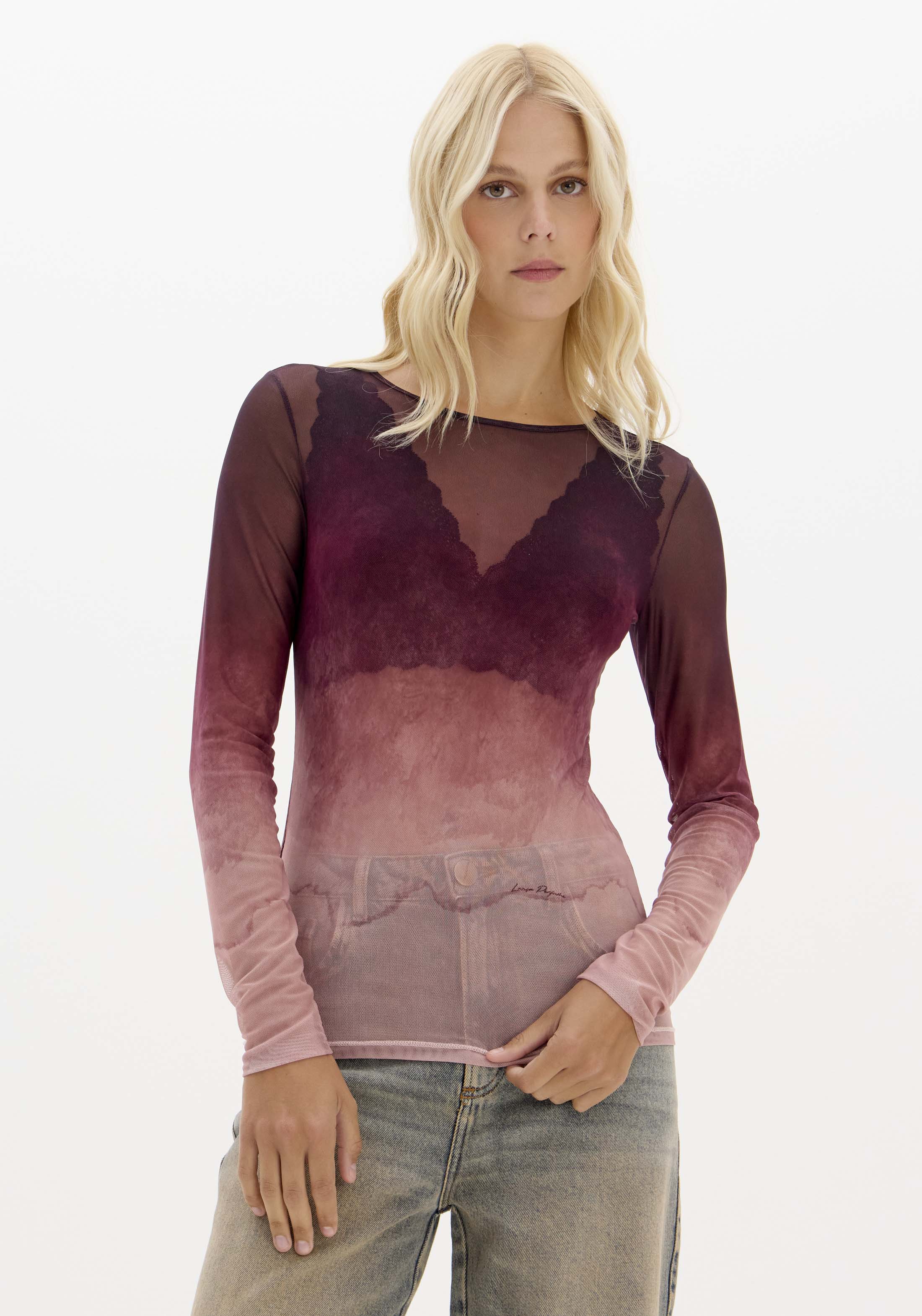 Blusa Lança Perfume Tule Manga Longa Estampada