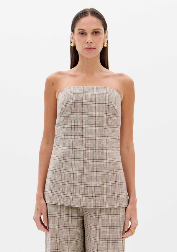 Longline Plaid Linen-Blend Waistcoat Lança perfume