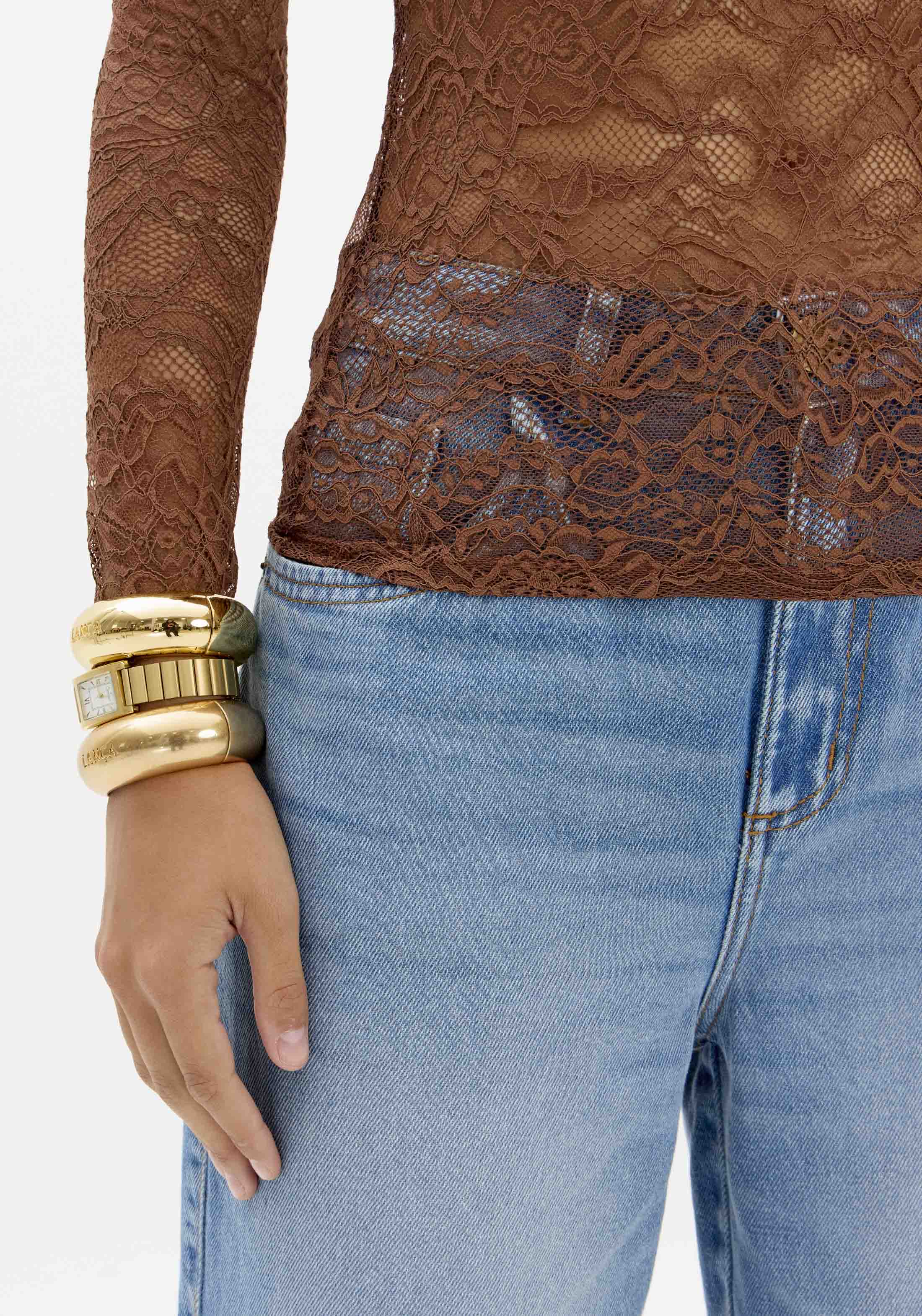 Blusa Manga Comprida Renda Lança Perfume