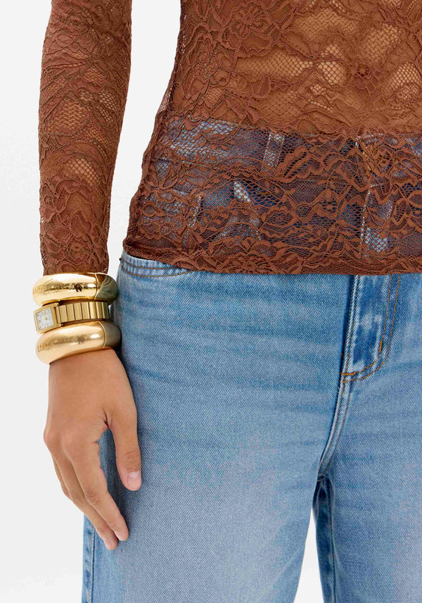 Long Sleeve Lace Blouse Lança Perfume