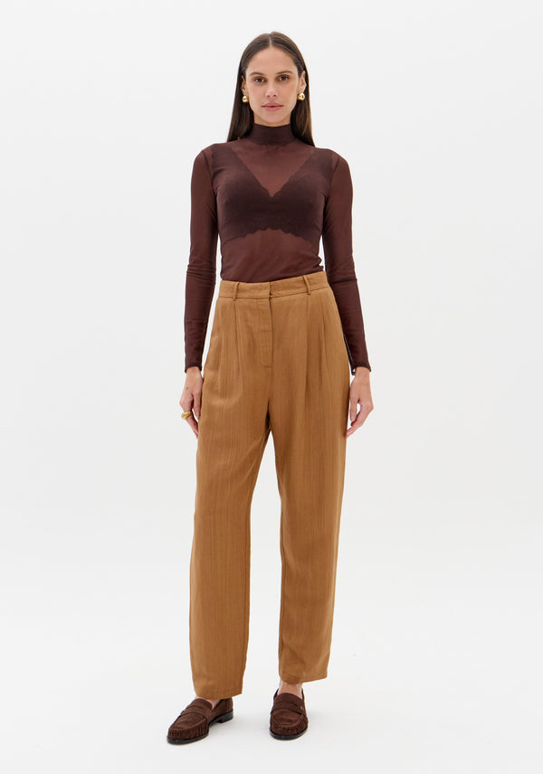 Sheer High-Neck Long Sleeve Top Lança Perfume
