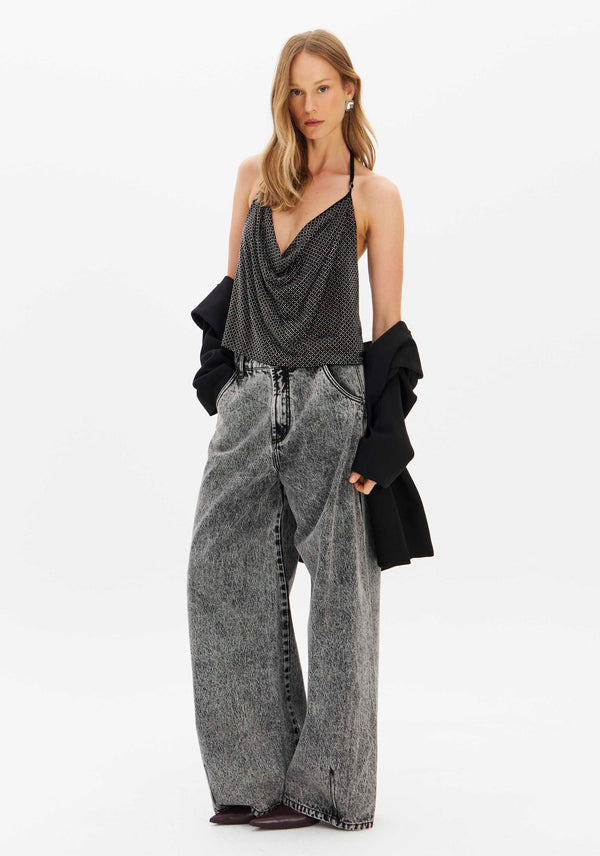 Sparkly Cowl Neck Camisole Top Lança Perfume