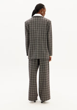 Grey 2-in-1 Double-Breasted Check Blazer with Attached Shirt Lança Perfume