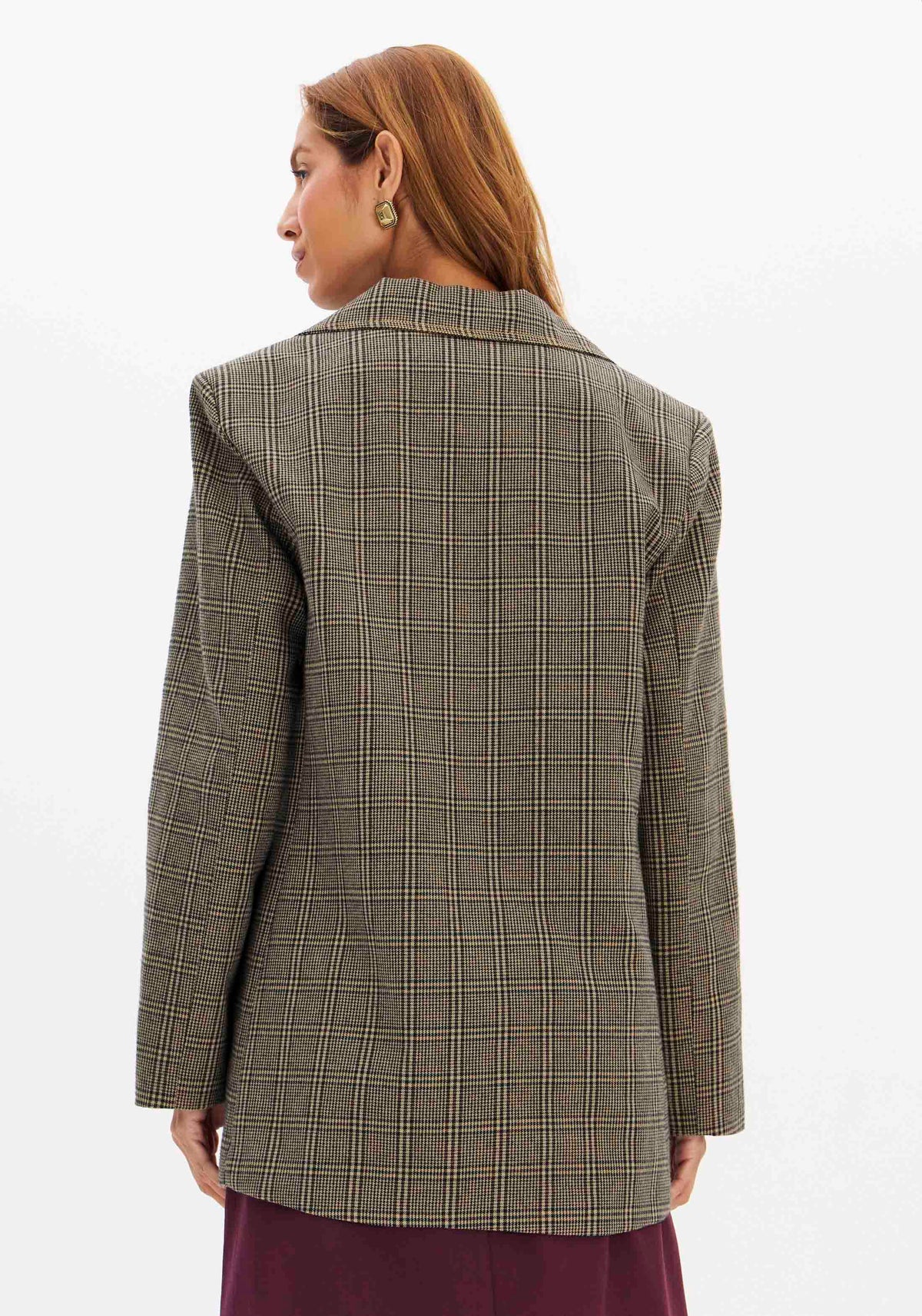 Longline Oversized Gingham Checked Blazer Lança Perfume