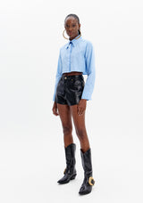 Embroidered Long Sleeve Cropped Shirt Lança Perfume