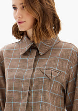 Two-Tone Checkered Cropped Shirt with Shimmer Lança Perfume
