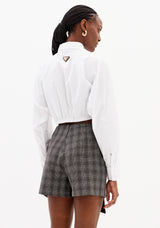 Grey Checked Wrap Skirt-Shorts Lança Perfume