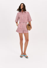 Pinstripe Mid-Sleeve Button-Down Shirt Lança Perfume