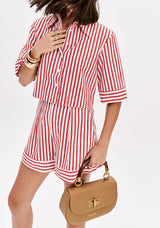 Pinstripe Mid-Sleeve Button-Down Shirt Lança Perfume