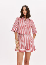 High-Waisted Pinstripe Tailored Shorts Lança Perfume