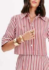 Pinstripe Mid-Sleeve Button-Down Shirt Lança Perfume