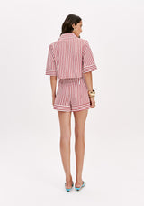 Pinstripe Mid-Sleeve Button-Down Shirt Lança Perfume