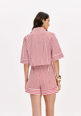Pinstripe Mid-Sleeve Button-Down Shirt Lança Perfume