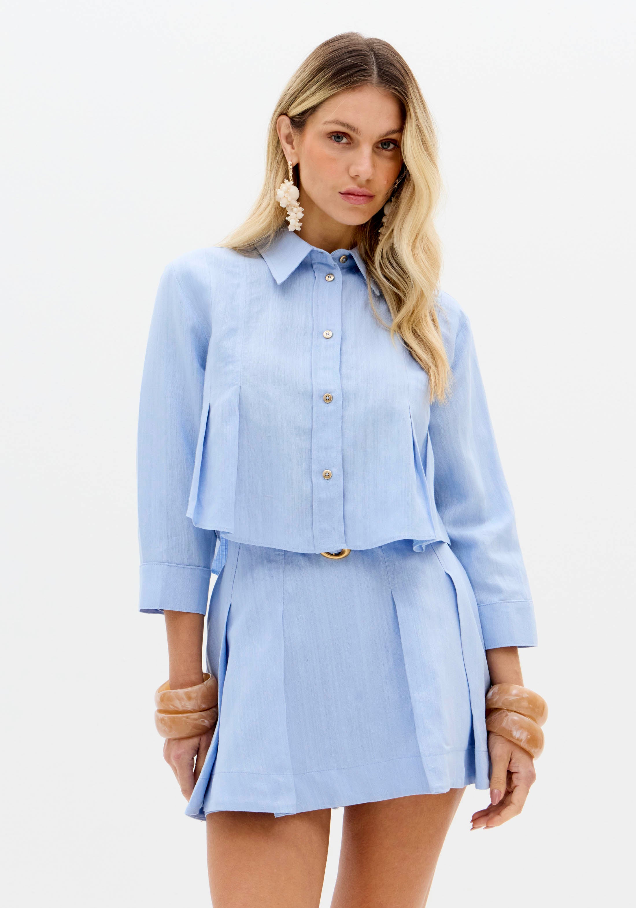 Cropped Linen-Blend Shirt Lança Perfume