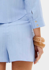 High-Waisted Pleated Linen-Blend Skort Lança Perfume