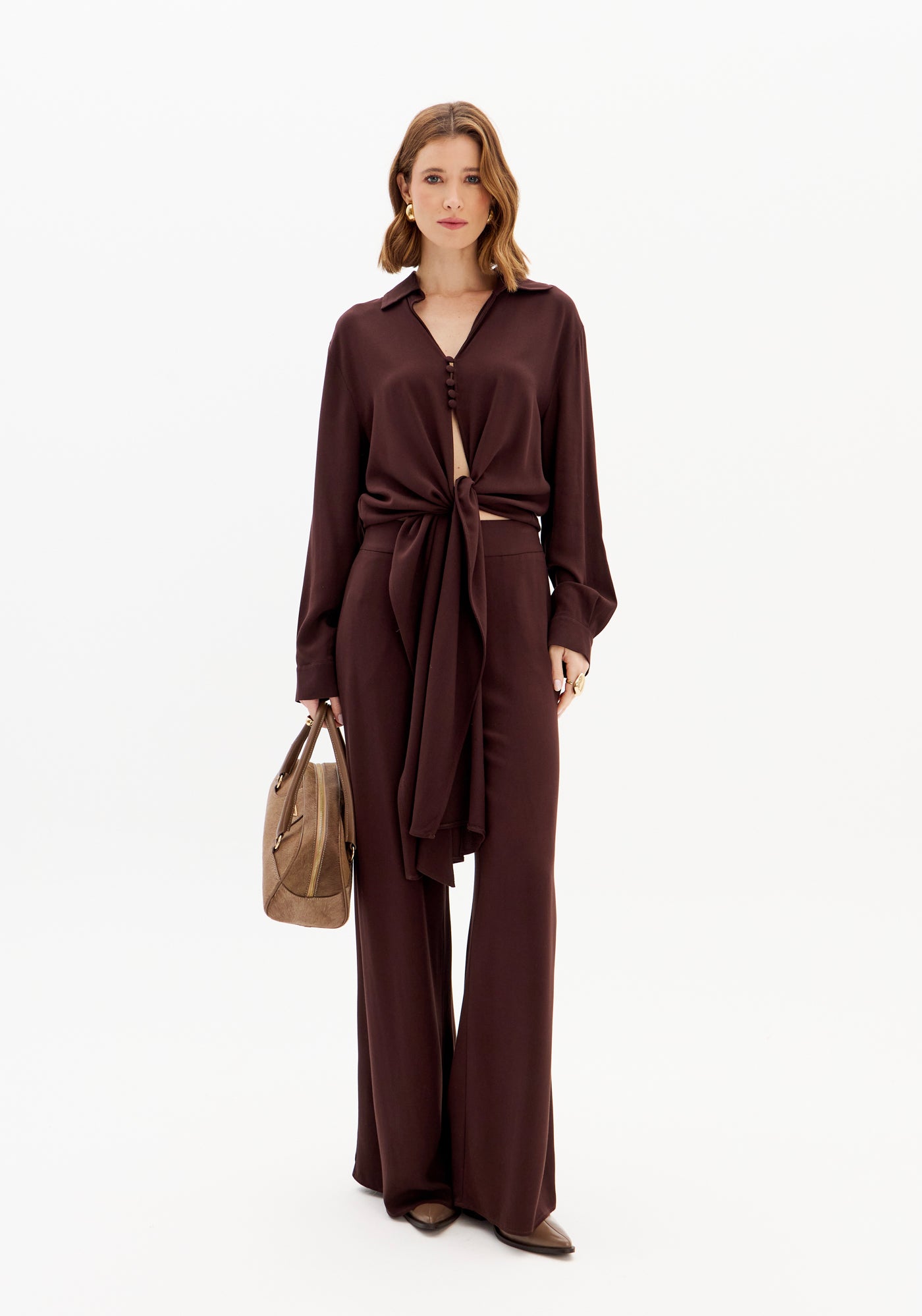 Wide-Leg Trousers Brown-coffee Lança Perfume